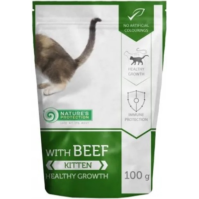 Nature's Protection Nature's Protection CAT Beef Healthy Growth, пауч с говеждо месо за котенца и млади котки, Литва - 100 гр