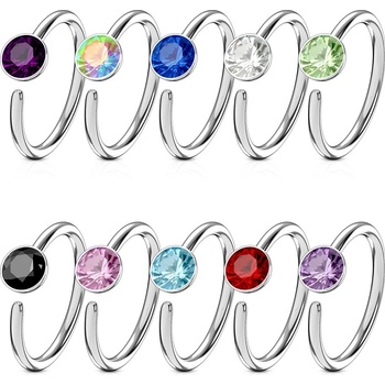 Šperky4U piercing do nosu ucha kruh se zirkonem N0024-C