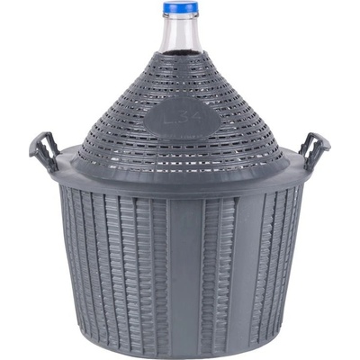 Demižón Strend Pro Cada Inco, 34 lit. skleněný demižón na víno a kořalku, plastový kryt ST221446