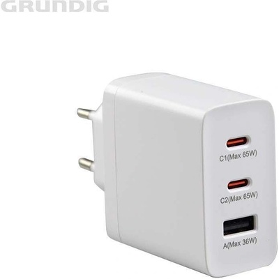 Grundig Grunding Зарядно 220V GaN 65W 1xUSB и 2xUSB-C порта 15238