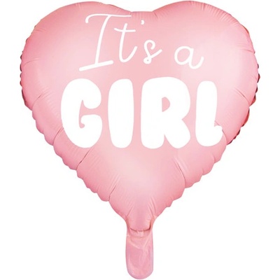 PartyDeco Fóliový balón ružové srdce It's a girl