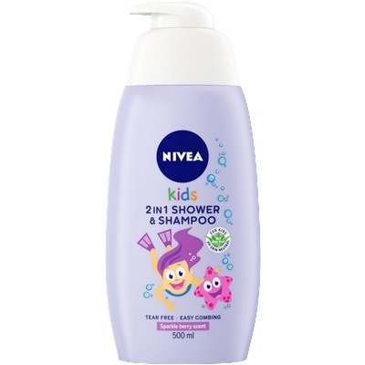 Nivea Kids Детски 2в1 душ-гел и шампоан за момичета Душ гел дамски 500ml
