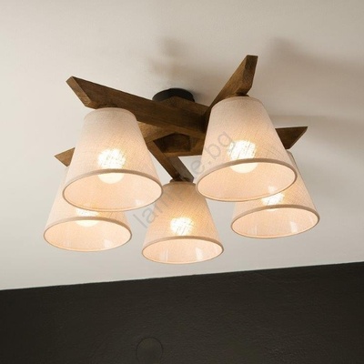 Brilagi - LED плафониера ANTHONY 5xE14/40W/230V дъб орех/бежова (BG1466)