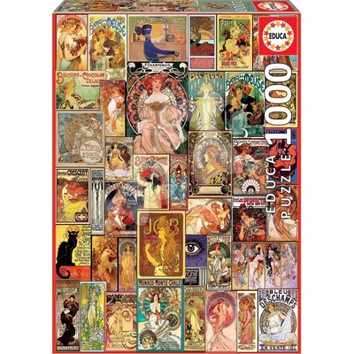 Educa Art Nouveau Poster Collage a Fix lepidlo 1000 dílků