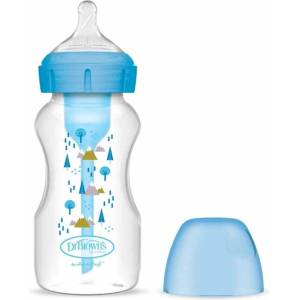 Dr. Brown's Шише Dr. Brown’s - Options+, Anti-Colic, Wide-Neck, 270 ml, Синьо (72239325483) - ozone