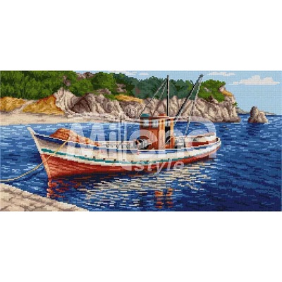 Milena Style Лодка в морето - гоблен със схема конци Ariadna 1: 4