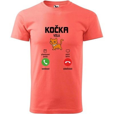 Dobrý Triko pánské tričko Kočka volá Korálová