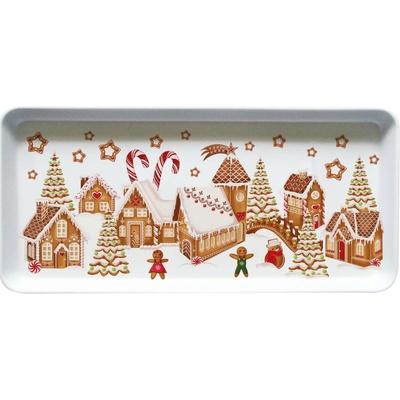 TORO Melamínový servírovací podnos 35x16,5cm perníčková dedinka