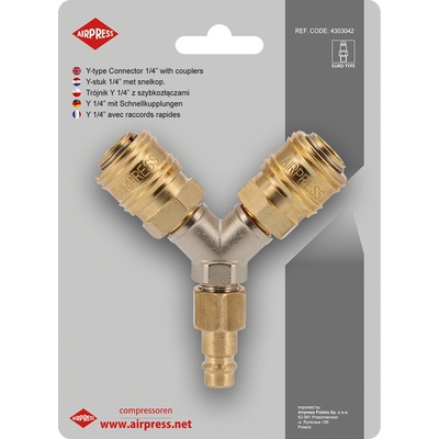Rozdvojka s rychlospojkami 1/4", Airpress 4303042