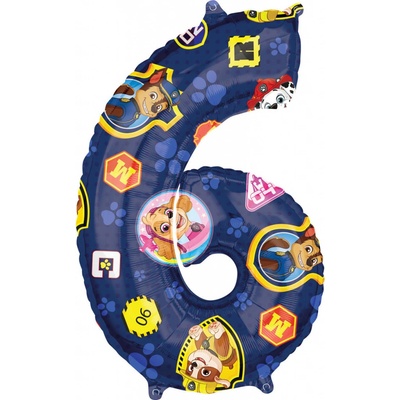 Fóliový balónek číslo 6 Paw Patrol 66 cm