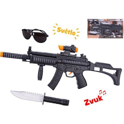 Mikro Trading Samopal 44 cm na baterie se světlem a zvukem s doplňky 3 ks