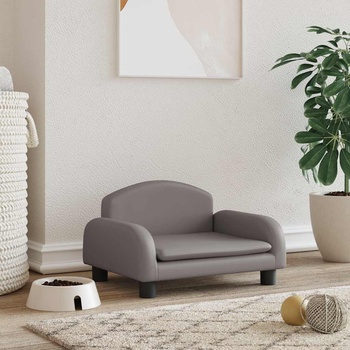 vidaXL Кучешко легло, сиво, 50x40x30 см, изкуствена кожа (171979)