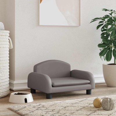 vidaXL Кучешко легло, сиво, 50x40x30 см, изкуствена кожа (171979)