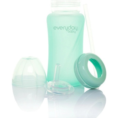 Everyday Baby fľaša sklo so slamkou mint green 240 ml