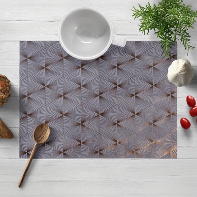Biante Sametové prostírání Isabela IBL-003 Rose Gold trojúhelníky na šedém 30x40cm