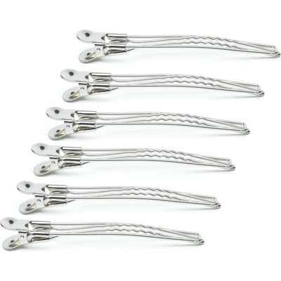 Chrómové spony do vlasov Eurostil Professional - 11,7 cm, strieborné, 6 ks (00804)