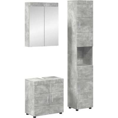 vidaXL Комплект мебели за баня TULUM 3 pcs Циментено сиво (3398037)