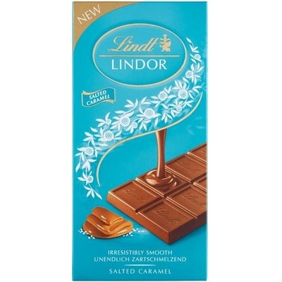 Lindt Lindor Mliečna čokoláda s morskou soľou a jemnou karamelovou náplňou 100 g