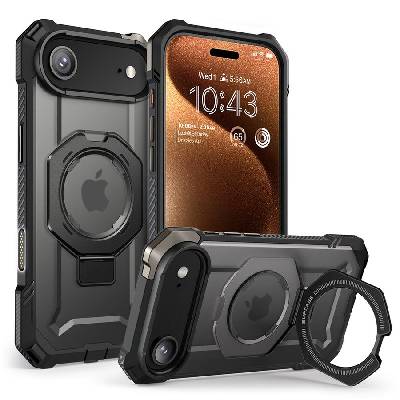 Удароустойчив кейс с MagSafe и стойка за iPhone Air от Supcase UB Grip Mag - Black (843439159334)