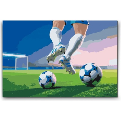 Vymalujsisam.cz Fotbal na hřišti Velikost 40 x 60 cm Rámování Pouze srolované plátno – Zboží Dáma