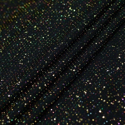 Úplet černý, barevný lurex, zlaté glitry, š.155