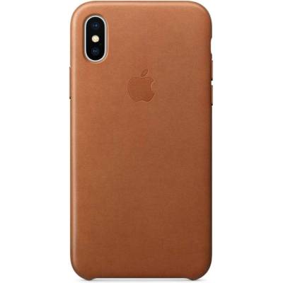 Apple iPhone Leather Case - оригинален кожен кейс (естествена кожа) за iPhone X (светлокафяв)