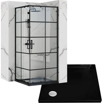 REA/S - Sprchovací kút CONCEPT 90x90 - čierny So sprchovou vaničkou Savoy black KPL-K1002