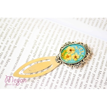 Meganflo Книгоразделител - Бяла върбинка в тюркоаз