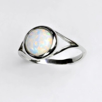 Čištín Stříbrný prsten bílý syntetický opál T 1503