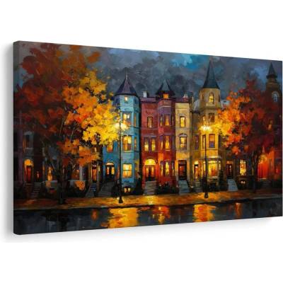 Obraz podzimní ulice s domy - 90x60