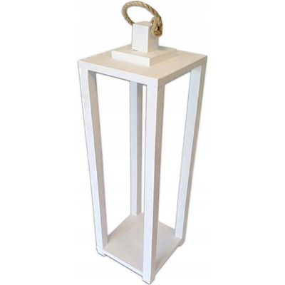 SOLIDNÍ DŘEVĚNÁ LUCERNA BÍLÁ - 65 CM
