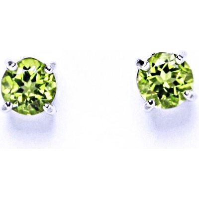 Čištín Zlaté náušnice, přírodní olivín, bílé zlato - NŠ 1250