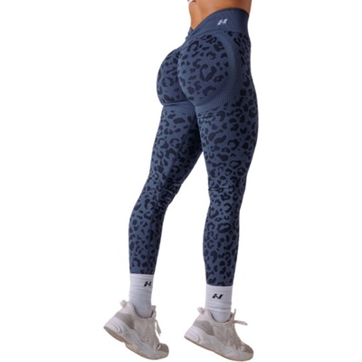 Nebbia Kompresní push-up legíny s leopardím vzorem PRIMAL 849 tmavě modré