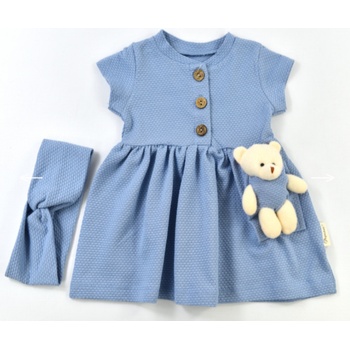 Popshops Letné šaty pre bábätká s mackom Teddy modré
