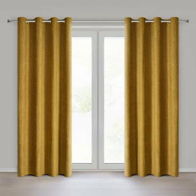 Eurofirany Závěs 140 x 250 cm sametový zlatý s kovovými kroužky INGA Pierre Cardin