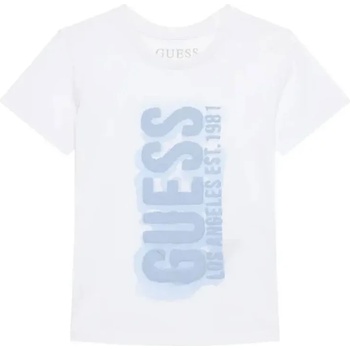 GUESS Бяла тениска за мини момче с голям контрастен надпис Guess