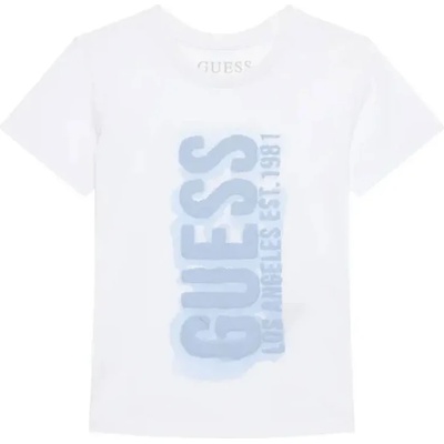 GUESS Бяла тениска за мини момче с голям контрастен надпис Guess