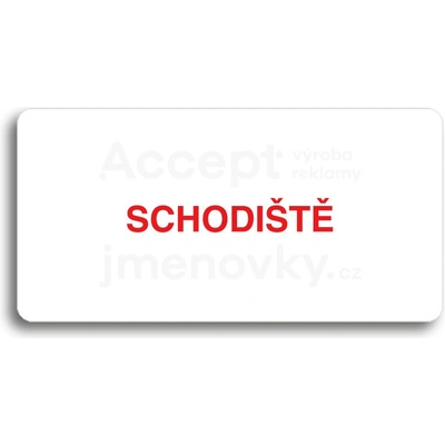 ACCEPT Piktogram SCHODIŠTĚ - bílá tabulka - barevný tisk bez rámečku