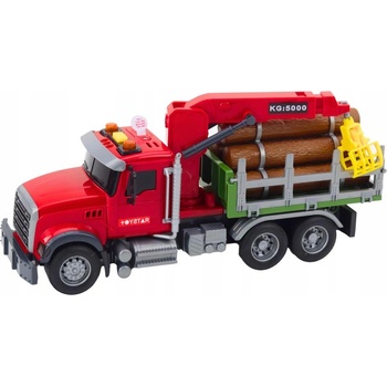 LeanToys Детска играчка Lean Toys - Камион за превоз на трупи, 30 cm, червен (21447)