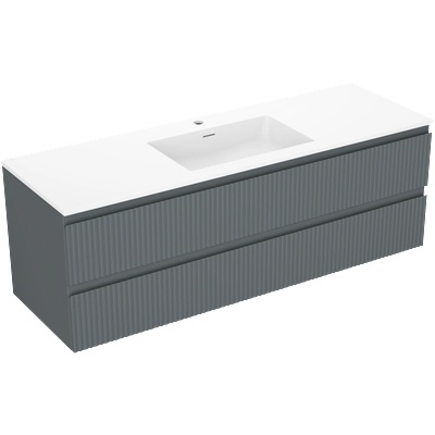 Mexen Rivel шкаф за баня 140 см с мивка Otis, 2 чекмеджета, оребрен, графит (91A20-14047-2-BFF66-W18M01)