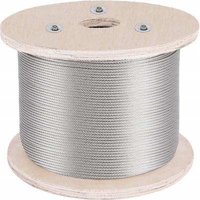 Nerezové ocelové lanko INOX Kyselinovzdorná Vysoce pevné 7x19 6mm 10m