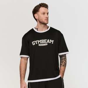 GymBeam Мъжка овърсайз тениска Varsity Black L
