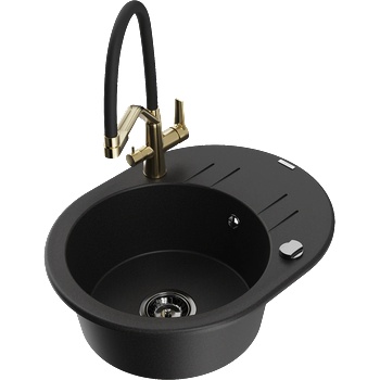 Mexen Kevin 1-камерна гранитна мивка с кухненски смесител Duo, черен - 6517-77-671701-57-B (6517-77-671701-57-B)