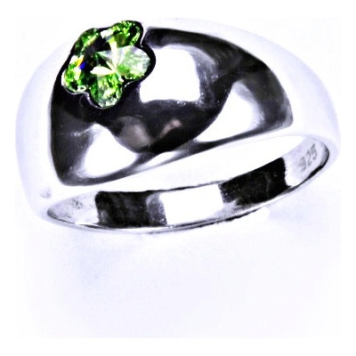 Čištín Stříbrný s krystalem Swarovski kytička ChryzolitT 1301