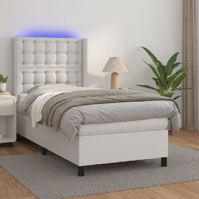 vidaXL 3139350 Boxspring postel s matrací a LED umělá kůže / barva Černá