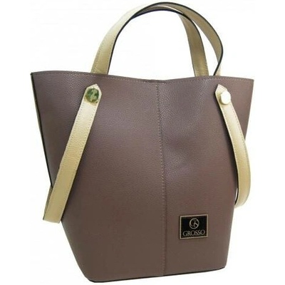Hnědo- shopper kabelka s fialovým nádechem béžová