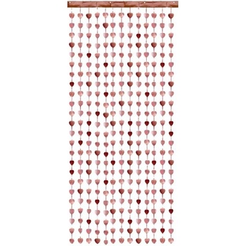 PartyDeco Парти Завеса на Сърца, Розово Злато, 100х245см