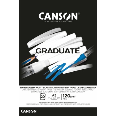 Canson Graduate čierny skicár 120 g/m² 20 listov A5 lepený