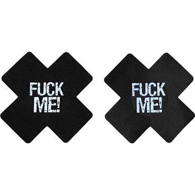 SuperLove Cross Nipple Covers Fuck Me! Black