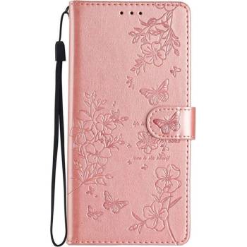GKK Кожен Калъф с Джобове за Honor 400 Lite, Butterfly Wallet Book Case, Розов (5966011611132)